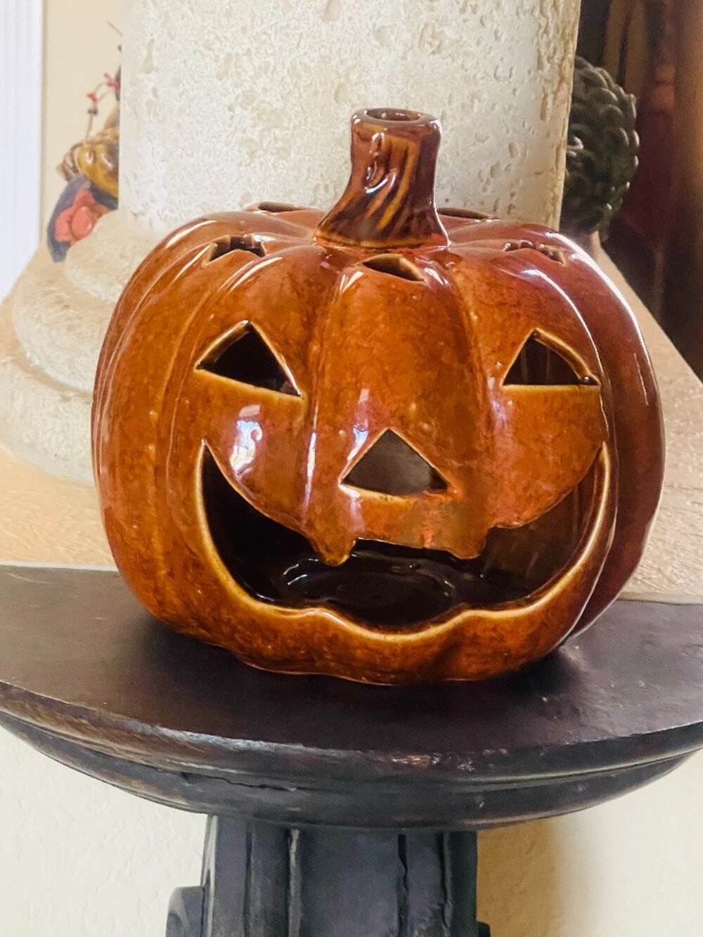 Ceramic Pumpkin candle holder.